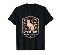 My Cat is My Co OP Partner Écusson de Gamer Confortable T-Shirt