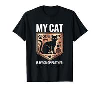My Cat is My Co OP Partner Écusson de Gamer Confortable T-Shirt