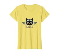 My Cat is My Co-Pilot : Aviator Kitty Adventure T-Shirt, Femme, Citron, XS