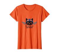 My Cat is My Co-Pilot : Aviator Kitty Adventure T-Shirt, Femme, Orange, S