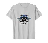 My Cat is My Co-Pilot : Aviator Kitty Adventure T-Shirt, Homme, Argent, 3XL