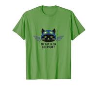 My Cat is My Co-Pilot : Aviator Kitty Adventure T-Shirt, Homme, Herbe, XXL