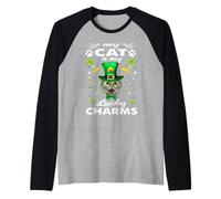 My Cat is My Lucky Charm Kitten St Patricks Day Cats Lovers Manche Raglan
