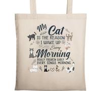 My Cat is The Reason I Wake Up Every Morning Really Early Sac fourre-tout en coton écologique Beige