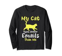 My Cat Types Better Emails Than Me Humour Cats Manche Longue
