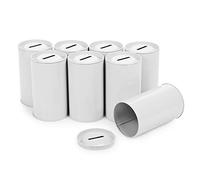 My Charity Boxes Lot de 8 boîtes cylindriques en étain avec couvercle amovible et fente à suggestion - Blanc - 12,7 x 7,6 cm