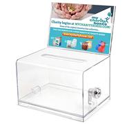 My Charity Boxes MCB AC-32 Urne en acrylique de qualité avec serrure - Boîte sécurisée et sûre pour cartes de visite et événements (transparent)