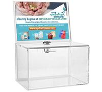 My Charity Boxes MCB Boîte de collecte de dons en acrylique transparent avec serrure Taille S