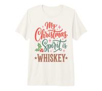 My Christmas Spirit is Whiskey Funny Holiday Drinking T-Shirt Haut de Gamme