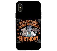 My Clients Have Claws and Fangs Toiletteur vétérinaire Amusant d'halloween Coque pour iPhone X/XS