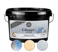 My COLOR Room Lasure pailletée (2500 ml, argenté) - Peinture murale transparente à paillettes pour décoration murale avec effet scintillant pour l'intérieur - Lasure décorative fabriquée en Allemagne