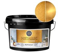 My COLOR Room Peinture murale métallique (1000 ml - Rouge et doré) - Effet - Peinture créative pour décoration murale avec aspect métallique pour l'intérieur - Peinture décorative fabriquée en