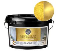 My COLOR Room Peinture murale métallique (jaune-doré - 1000 ml) - Effet créatif pour décoration murale avec aspect métallique pour l'intérieur - Peinture décorative fabriquée en Allemagne