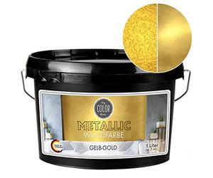 My COLOR Room Peinture murale métallique (jaune-doré - 1000 ml) - Effet créatif pour décoration murale avec aspect métallique pour l'intérieur - Peinture décorative fabriquée en Allemagne