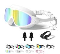 My Cool Lunettes d'été, lunettes de natation anti-buée et anti-UV sans fuite, avec bouchons d'oreilles et pince-nez pour enfants et jeunes adolescents, imperméables, anti-buée, protection UV (1-blanc