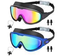 My Cool Summer Goggles, Anti Fog Full-Coverage Goggles with Ear Plugs, No Leaking Swim Glasses for Men Women Youth (B)