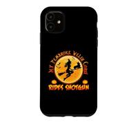 My Corgi Dog Rides Shotgun Witch Broom Funny Halloween Coque pour iPhone 11
