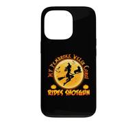 My Corgi Dog Rides Shotgun Witch Broom Funny Halloween Coque pour iPhone 13 Pro