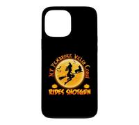 My Corgi Dog Rides Shotgun Witch Broom Funny Halloween Coque pour iPhone 13 Pro Max