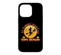My Corgi Dog Rides Shotgun Witch Broom Funny Halloween Coque pour iPhone 14 Pro Max