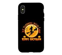 My Corgi Dog Rides Shotgun Witch Broom Funny Halloween Coque pour iPhone X/XS