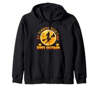 My Corgi Dog Rides Shotgun Witch Broom Funny Halloween Sweat à Capuche
