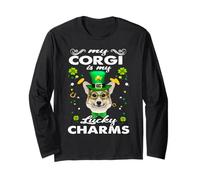 My Corgi is My Lucky Charm Dog St Patricks Day Dogs Lovers Manche Longue
