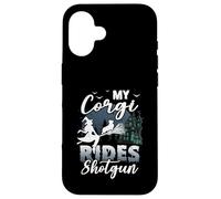 My Corgi Rides Shotgun Cool Halloween Protector pour chien sorcier Coque pour iPhone 16
