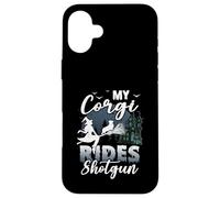 My Corgi Rides Shotgun Cool Halloween Protector pour chien sorcier Coque pour iPhone 16 Plus