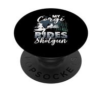 My Corgi Rides Shotgun Cool Halloween Protector pour chien sorcier PopSockets PopGrip Adhésif