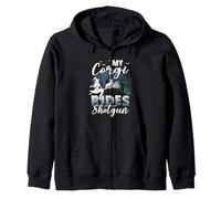 My Corgi Rides Shotgun Cool Halloween Protector pour chien sorcier Sweat à Capuche