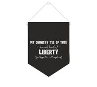 My Country Tis of Thee Sweet Land of Liberty Bannière en toile à suspendre au mur - Décoration murale pour salon, chambre à coucher, bureau, cadeaux de vacances - 25,4 x 30,5 cm