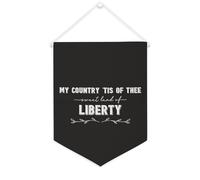 My Country Tis of Thee Sweet Land of Liberty Bannière en toile à suspendre au mur - Décoration murale pour salon, chambre à coucher, bureau, cadeaux de vacances - 30,5 x 40,6 cm