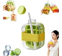 My Crush Cup Ice - Bac à glaçons 2 en 1 sans contact avec couvercle et bac, bouteille de fabrication de glaçons pour congélateur, machine à glaçons portable pour la maison, le bureau, les voyages, la