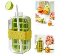 My Crush Cup Ice Cube à glace 2 en 1 avec presse zéro toucher, paille et couvercle, glaçons portables pour la maison, le bureau, le pique-nique, l'extérieur et les voyages (vert, 800 ml)