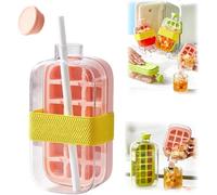 My Crush Cup Ice Cube de glace 2 en 1 avec presse zéro toucher, paille et couvercle, glaçons portables pour la maison, le bureau, le pique-nique, l'extérieur et les voyages (rose, 800 ml)