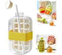 My Crush Cup Ice Cube de glace 2 en 1 avec presse zéro toucher, paille et couvercle, glaçons portables pour la maison, le bureau, le pique-nique, l'extérieur et les voyages (blanc, 800 ml)