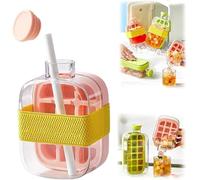 My Crush Cup Ice Cube de glace 2 en 1 avec presse zéro toucher, paille et couvercle, glaçons portables pour la maison, le bureau, le pique-nique, l'extérieur et les voyages (rose, 500 ml)