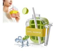 My Crush Cup - My Crush Cup Ice, 17/28 Oz 2-In-1 Cool Summer Ice Bottle Cup with Straw and Clip, Easy Ice Press to Release, Touch Free Ice Cube Trays with Lid for Freezer Making Bottle (Green-500ML)