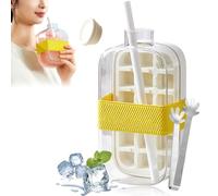 My Crush Cup, My Crush Cup Ice, 500/800ml 2 In 1 Touch-Free Ice Cube Tray Water Bottle with Lid and Bin - Easy Press to Release, Suitable for Coffee, Juice, and Beverages (White-800ML)
