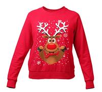 My Digital Print - Rudolph Love - Pull de Noël unisexe pour enfant, sweat-shirt de Noël, idée cadeau, sweats-shirts de Noël pour la famille, pyjama de Noël avec renne Merry Christmas, rouge, 1-2 ans