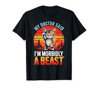 My Doctor Said I'm Morbidly A Beast Sunset Retro Cat T-Shirt