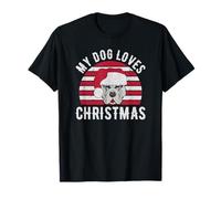My Dog Loves Christmas Chien X-MAS Retro Vintage Pitbull T-Shirt
