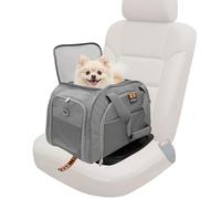 MY DUQUE Car-GO Panier Chien et Sac de Transport pour Chat | Cage pour Chien avec Base ISOFIX, Accès Avant/Arrière, Côtés Extensibles pour Petits Animaux | Bandoulière - Gris
