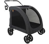MY DUQUE - Chariot pour chiens Chester - Poussette pour grands chiens, poussette pour chats, pliable, incluant une protection contre la pluie, un porte-gobelets, max Poids 50 kg, couleur noire