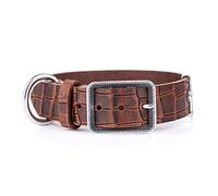 My Family Collier Réglable pour Chien en Cuir Italien Véritable, Finition Métallisée Argent Antique, Confortable et Résistant, Fabriqué à la Main, Collection Tucson