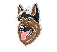 My Family Étiquette pour chien personnalisée, en forme de berger allemand, plaque signalétique pour chien avec gravure gratuite, émaillée à la main en métal, collection Friends