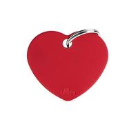 My Family - Medaglietta per Cane e Gatto - Collezione Basic - Cuore Grande - Alluminio Colore Rosso