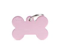 My Family - Medaglietta per Cane e Gatto - Collezione Basic - Osso Grande - Alluminio Colore Rosa