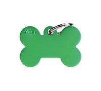 My Family - Medaglietta per Cane e Gatto - Collezione Basic - Osso Grande - Alluminio Colore Verde